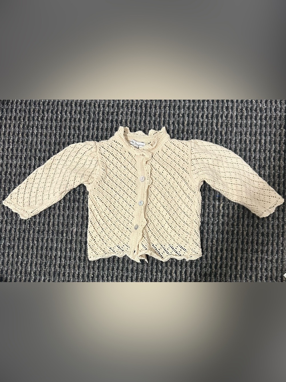 Bebe Organic Knit Button-Up Baby Cardigan with Scalloped Trim